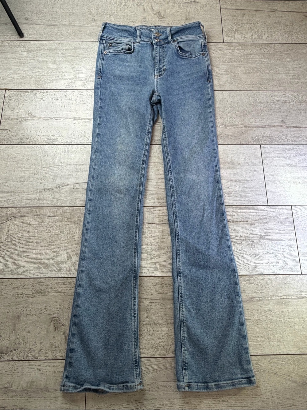 We The Free Free People Size 28 High Rise Button Fly Flare Jeans Light Wash Boho